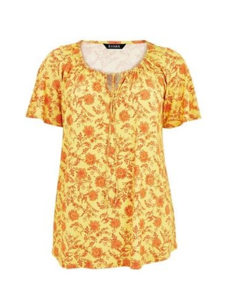 Yellow Floral Gypsy Top, Yellow