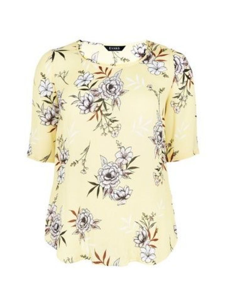 Yellow Floral Print Top, Yellow