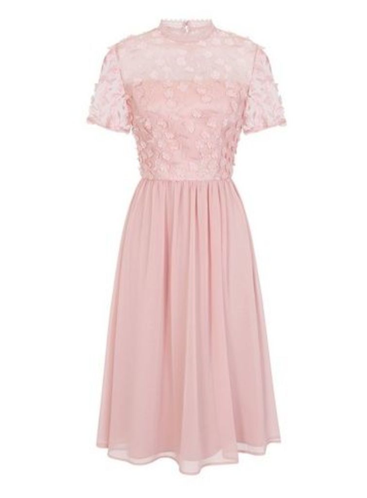 **Chi Chi London Pink 3D Midi Dress, Pink