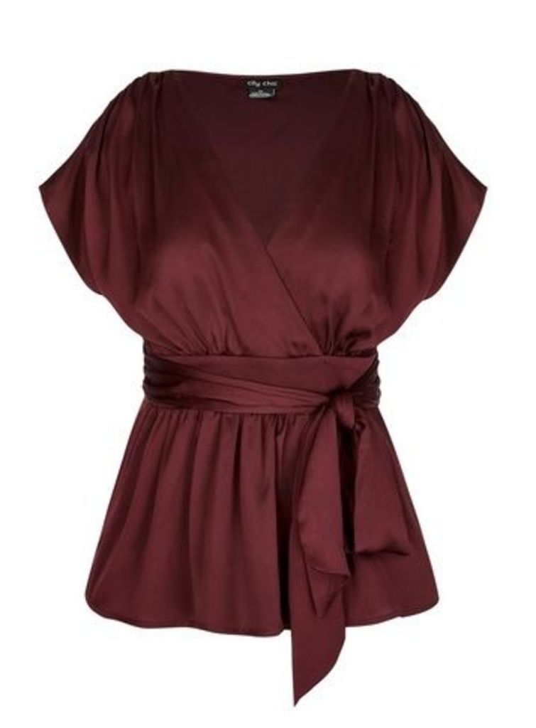 **City Chic Berry Wrap Top, Brown
