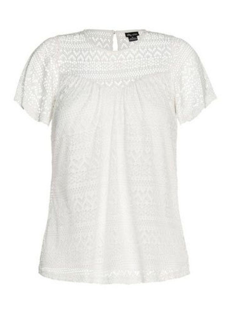 **City Chic White Lace Top, Ivory
