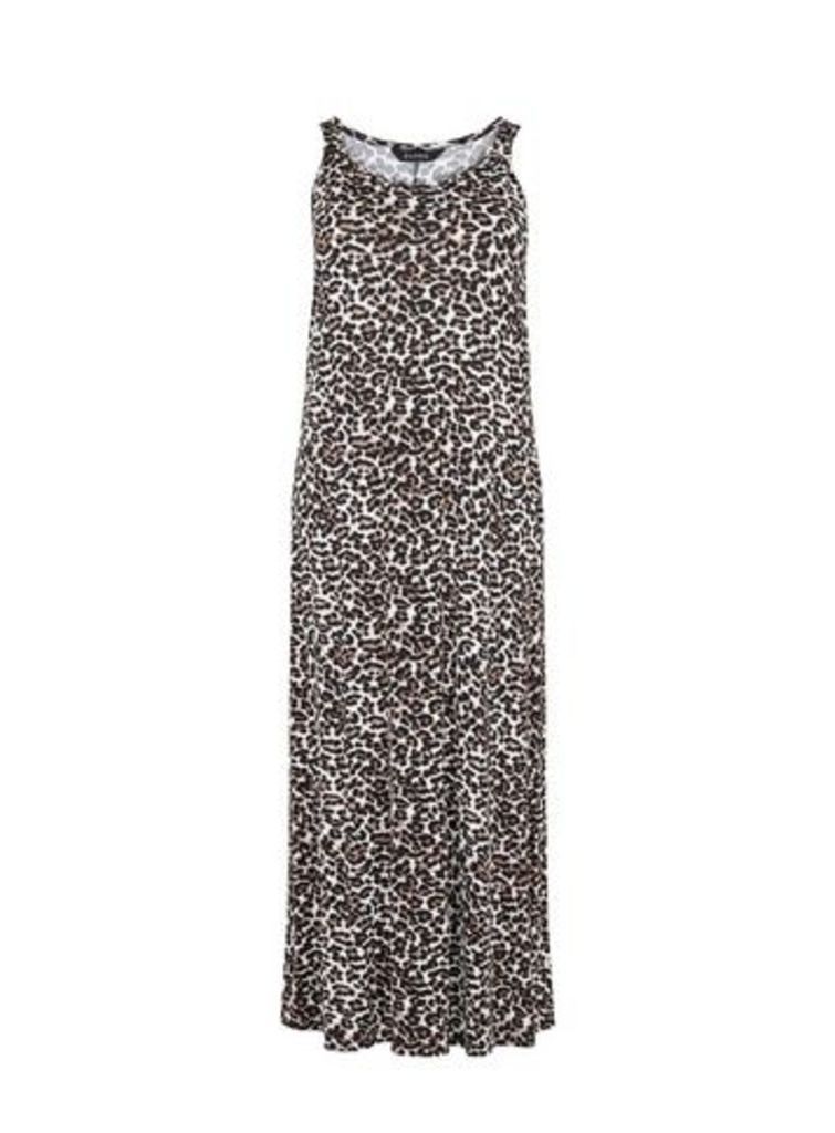 Leopard Print Maxi Dress, Mid Brown