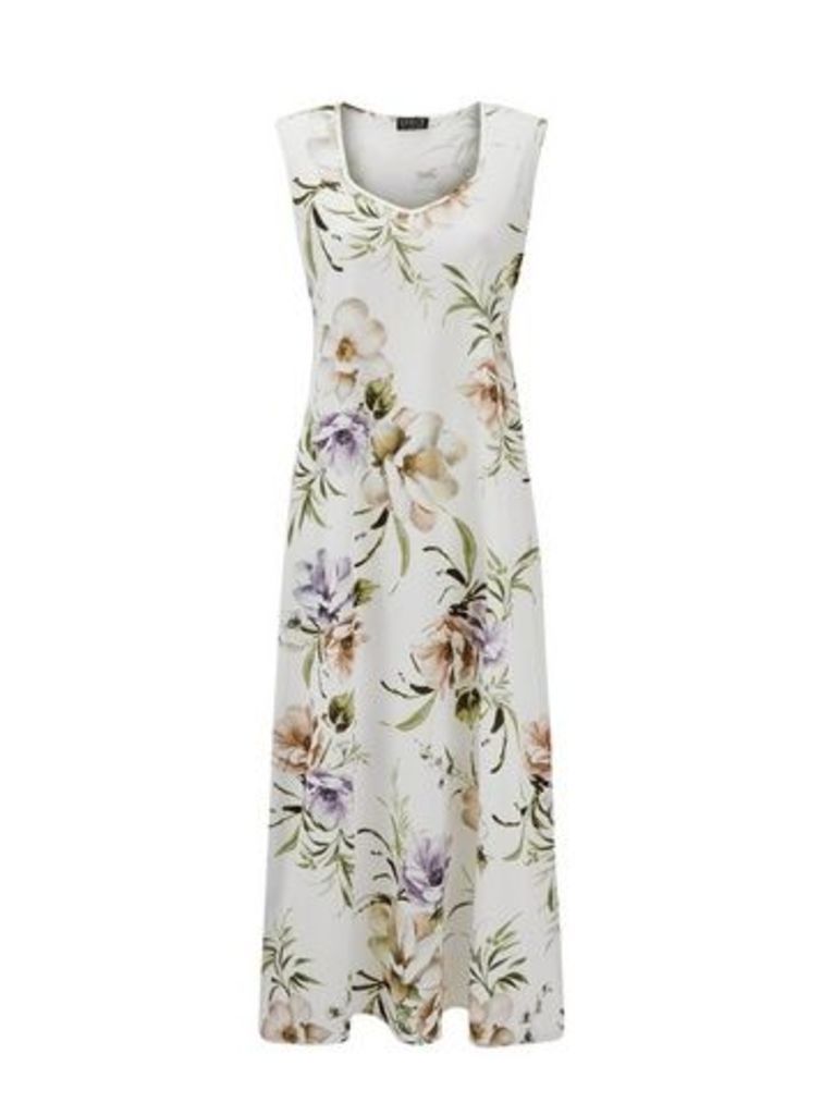 **Grace Ivory Floral Maxi Dress, White