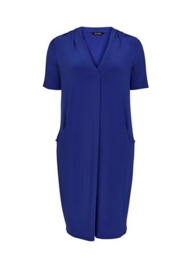 Blue Short Sleeve Pocket Dress, Cobalt