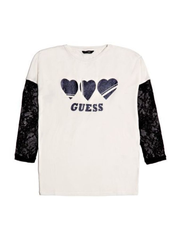 Guess Kids Viscose T-Shirt With Lace Sleeves