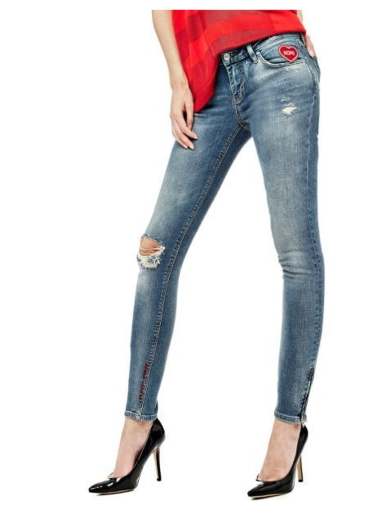 Guess Slim Jeans With Heart Patch