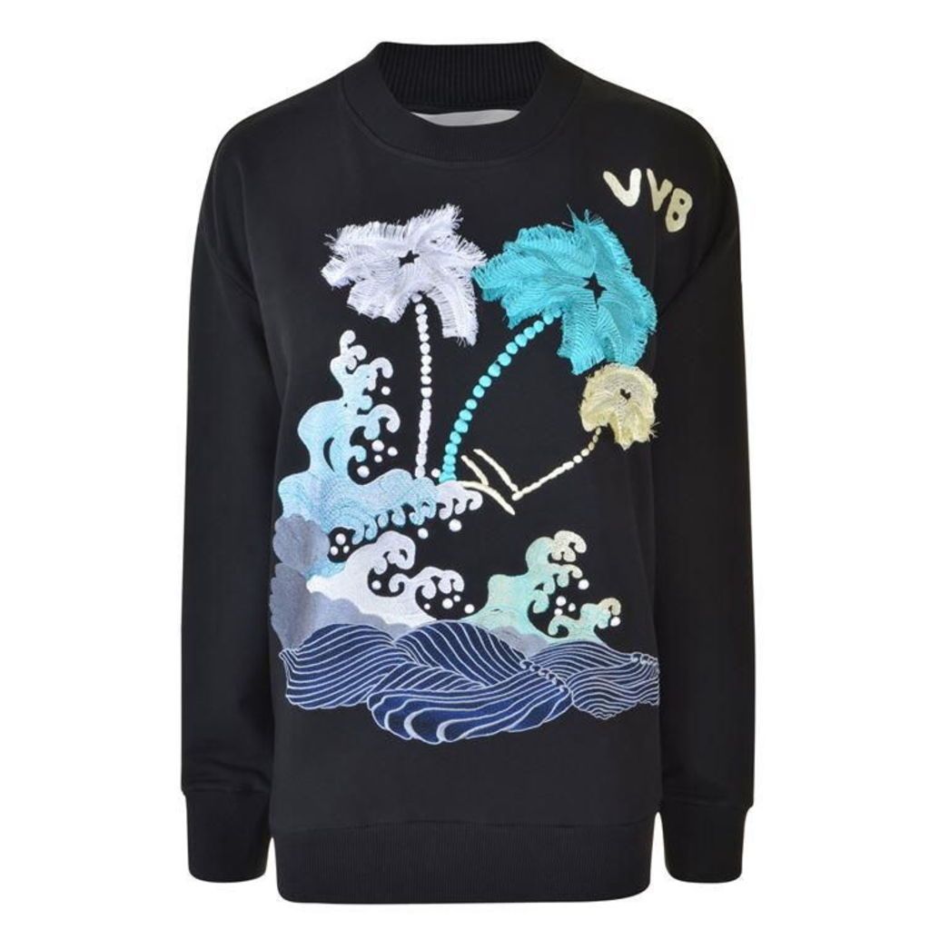 VICTORIA BY VICTORIA BECKHAM Embroidered Wave Sweatshirt