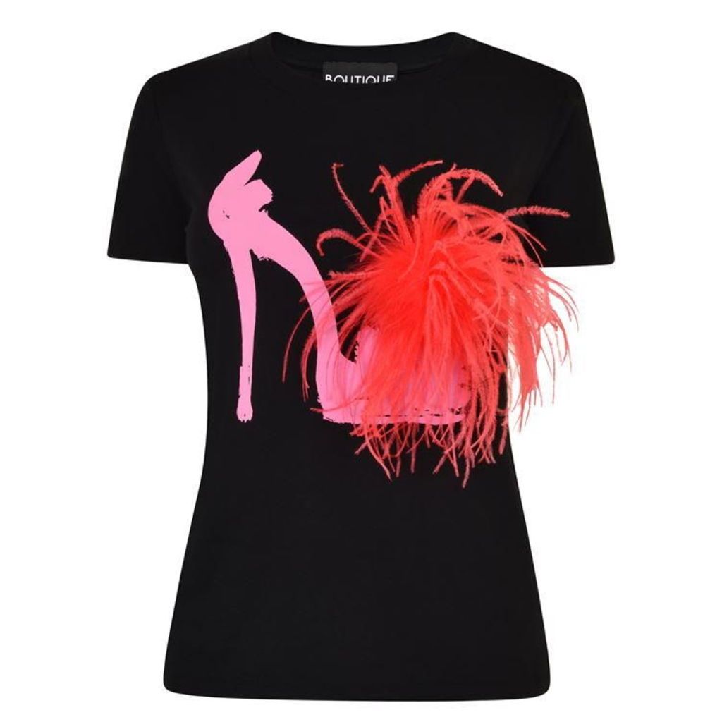 BOUTIQUE MOSCHINO Feather Detail T Shirt