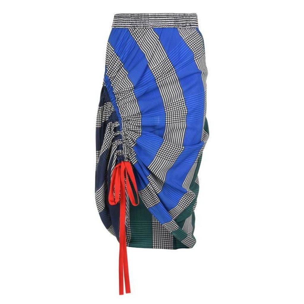 Hilfiger Collection Silk Rugby Stripe Ruched Skirt