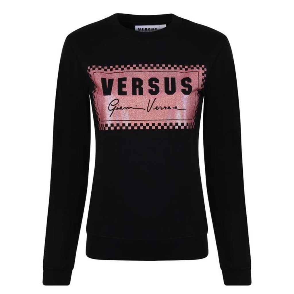Versus Versace Glitter Logo Long Sleeved Sweatshirt