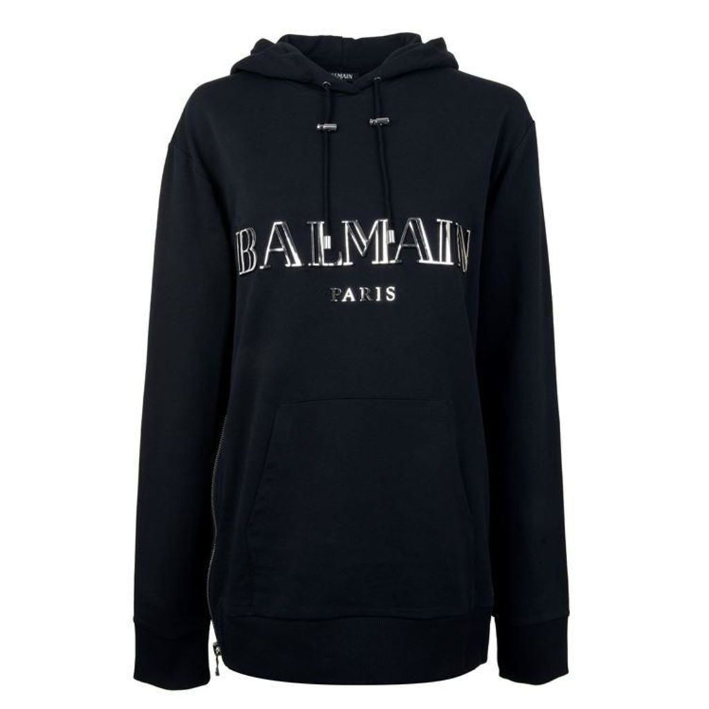 Balmain Hooded Zip Hem Sweatshirt