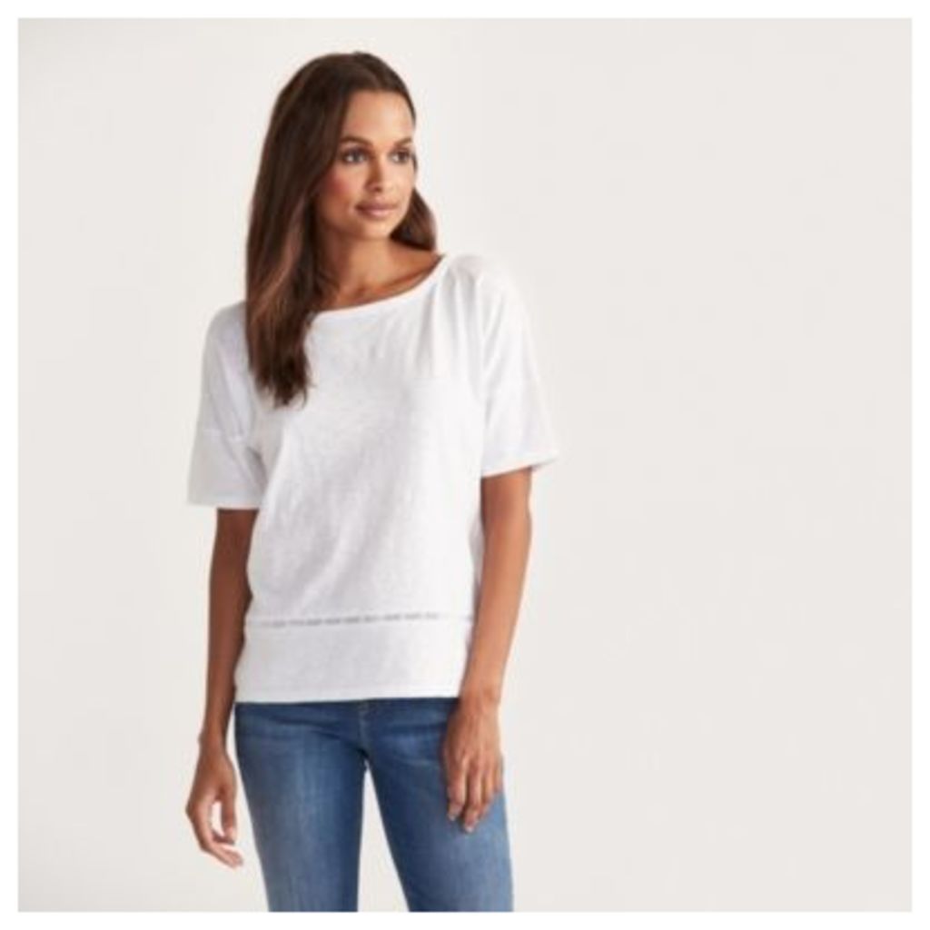 Cotton Slub Lace Trim T-Shirt