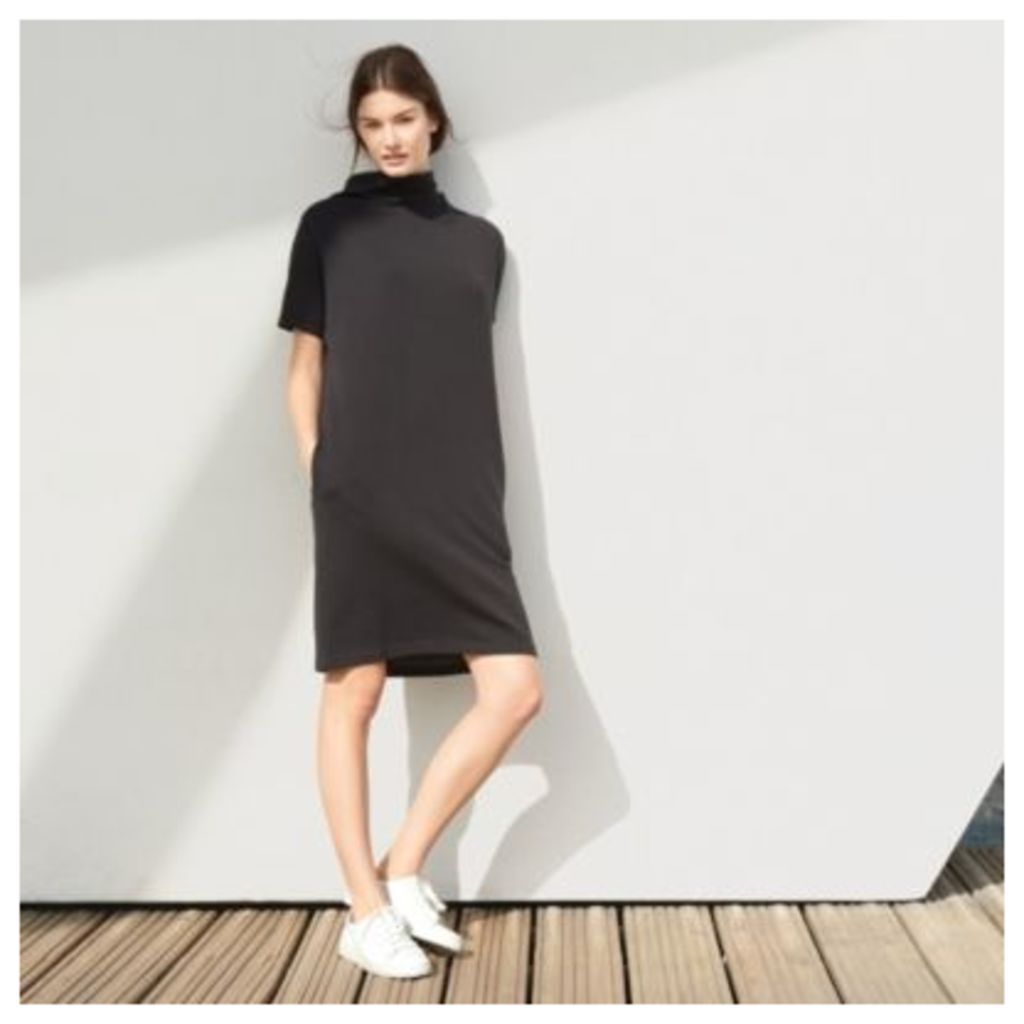 Double-Faced Raised Neck Dress