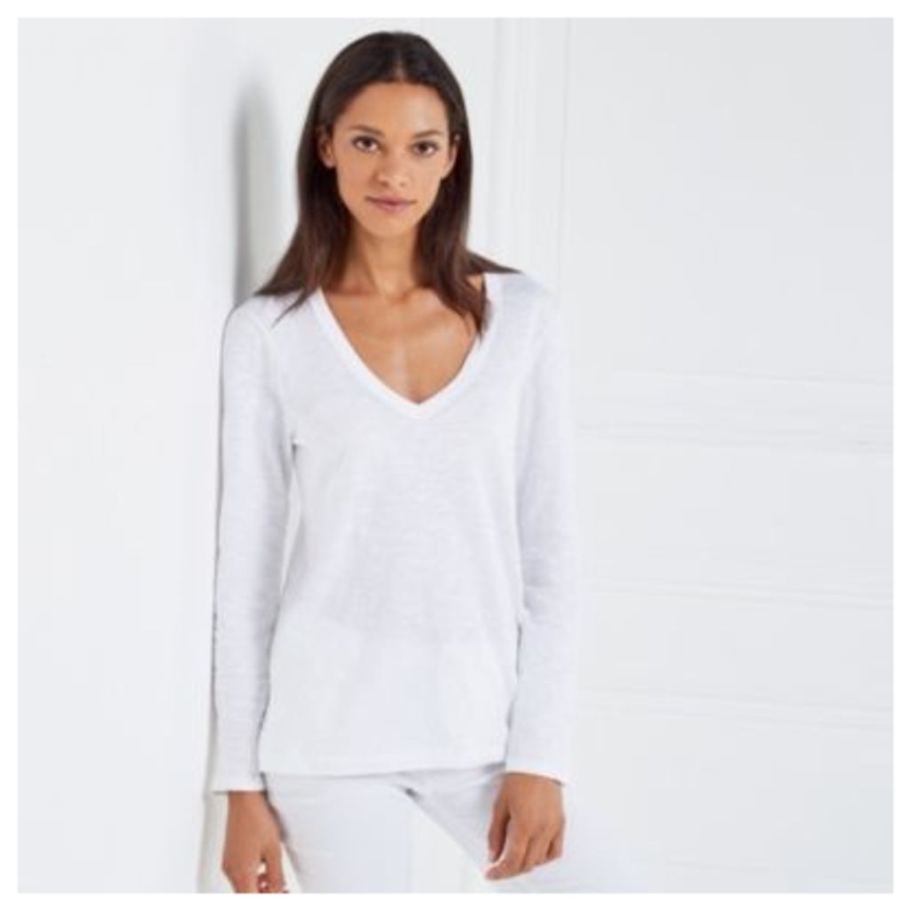 Cotton V-Neck Long Sleeve T-shirt