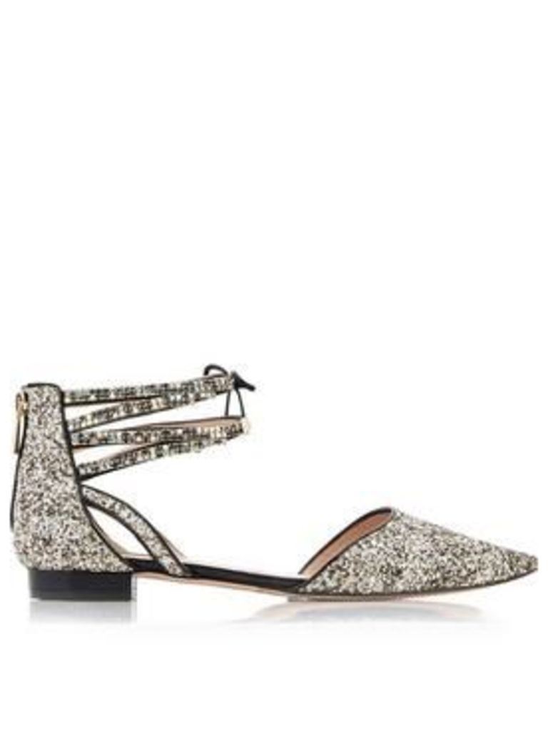 Lucy Choi London Glinda Glitter Ankle Strap Flats - Gold