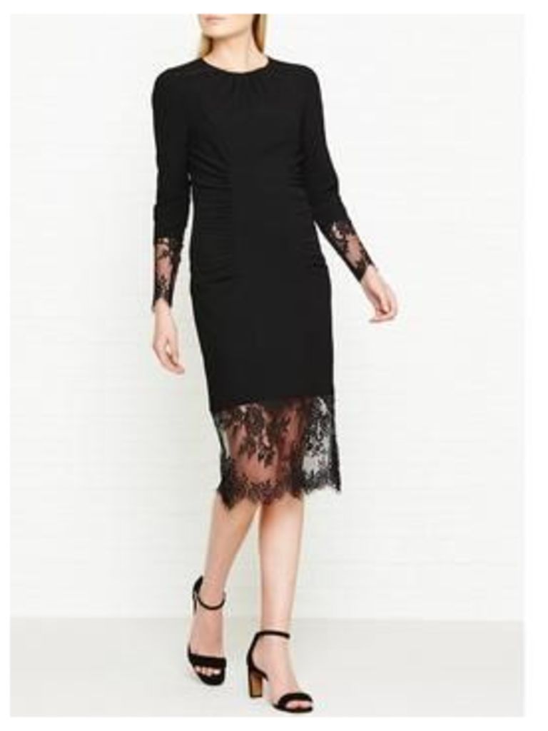 Whistles Izzy Lace And Crepe Dress - Black