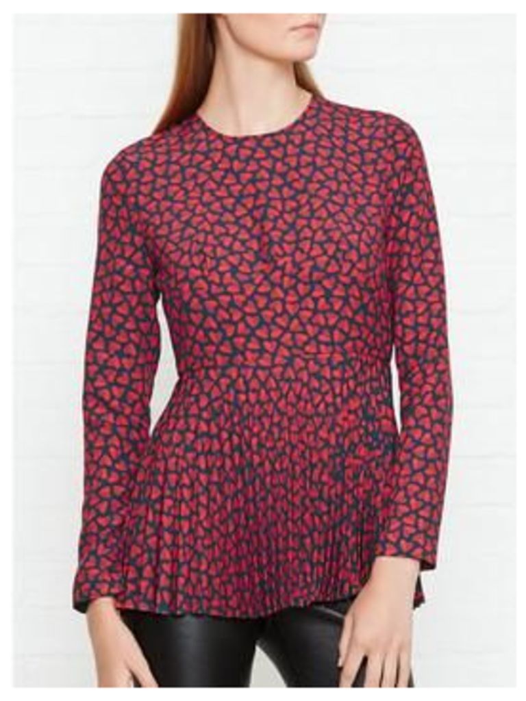 PS BY PAUL SMITH Half Heart Peplum Top - Red, Size It 38 = Uk 6