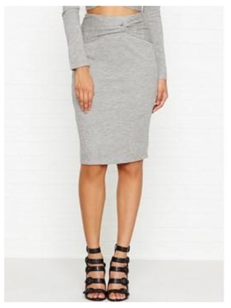 Kendall + Kylie Knotted Pencil Skirt - Heather Grey