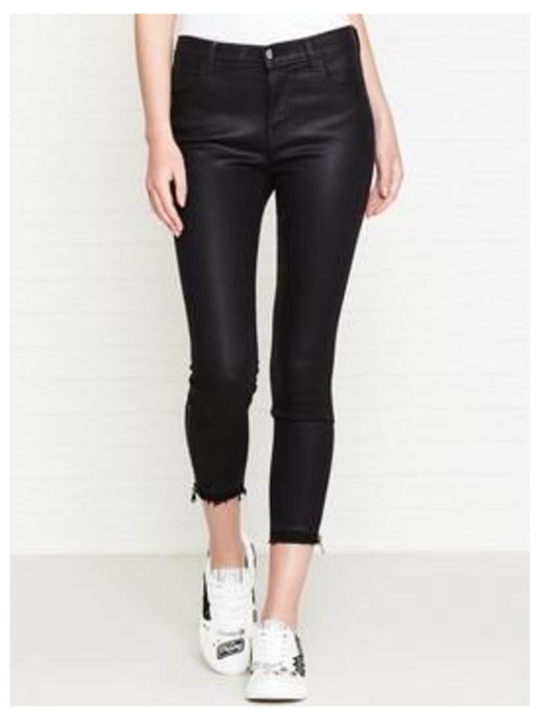 J Brand Alana High Rise Crop Skinny Coated Distressed Jeans - Fearless