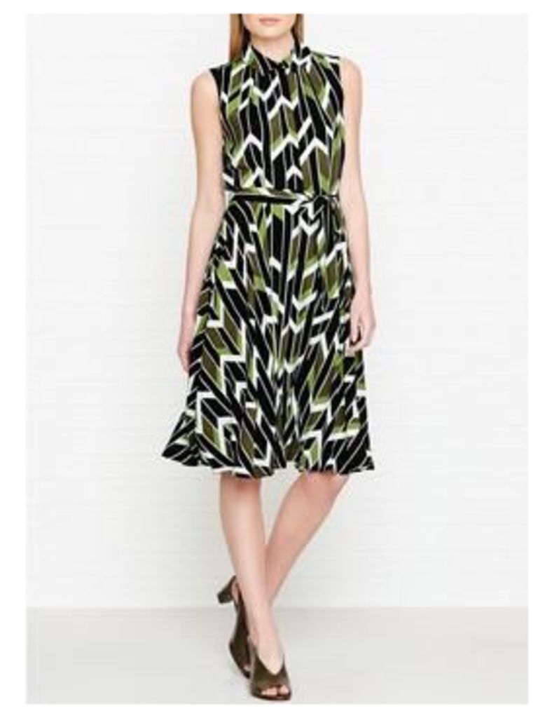 Hobbs Rowena Geometric Print Belted Dress - Lime Green
