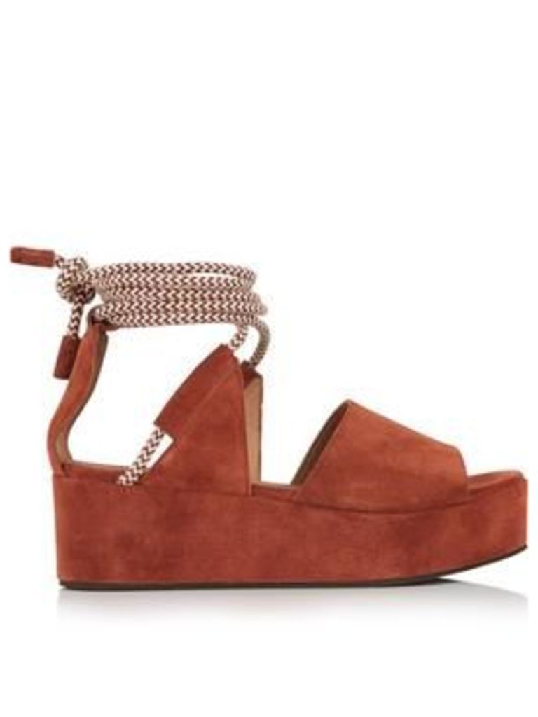 Whistles Molino Rope Suede Wedged Sandals - Rust