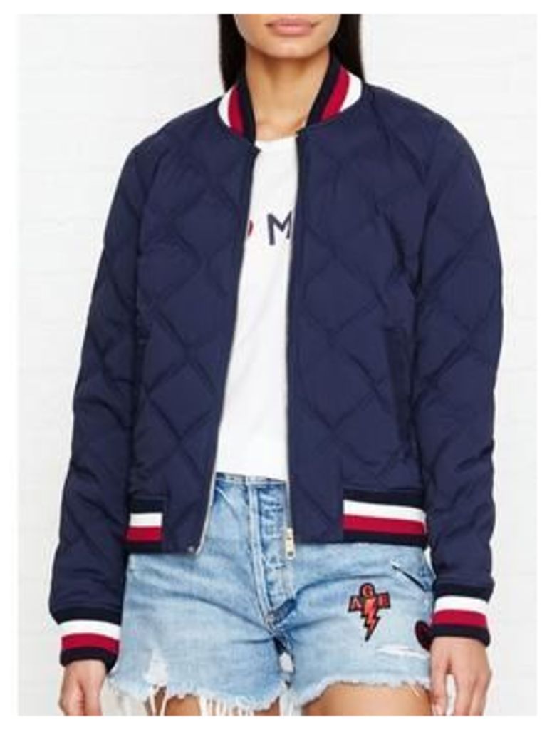 Tommy Hilfiger Blake Stretch Down Quilted Bomber Jacket - Navy