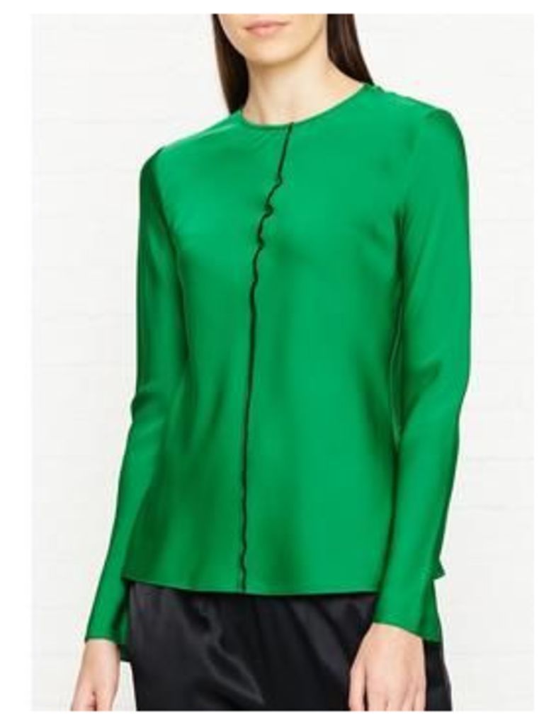 Dkny Long Sleeve Top With Exposed Seam - Green, Size Us 4 = Uk 8