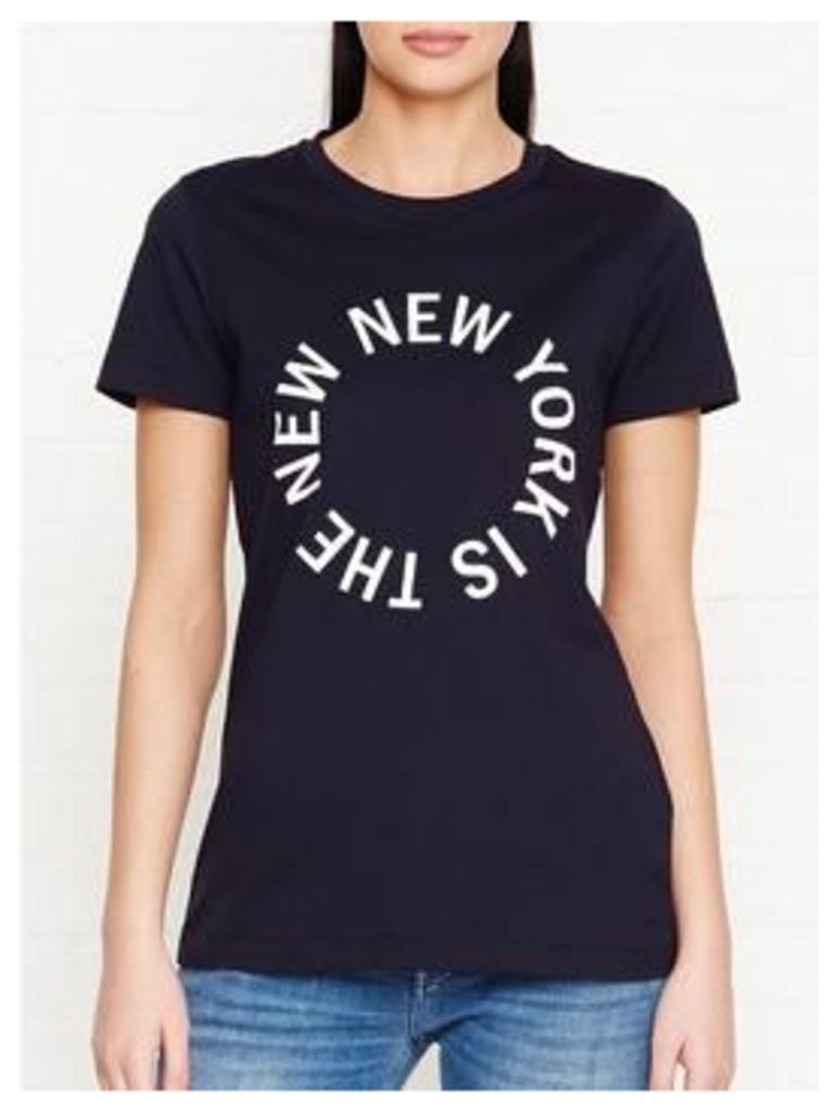 Dkny Ny Logo Crew Neck T-Shirt - Navy, Size Xs-S