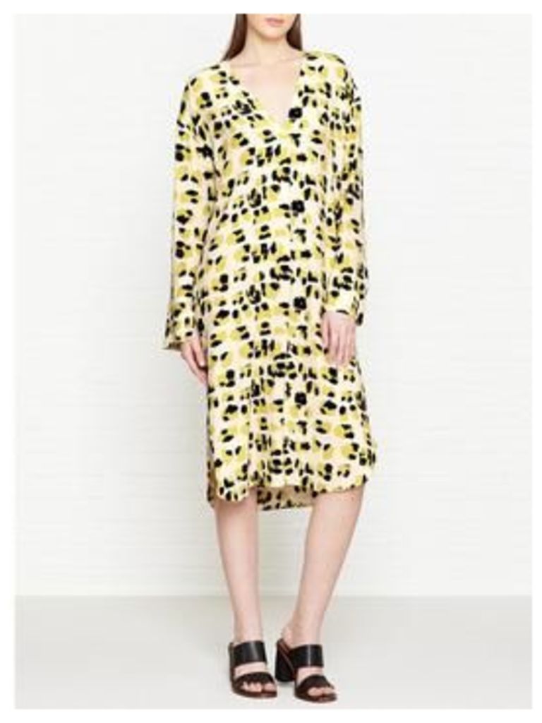 By Malene Birger Rillas Leopard Print Long Sleeve Dress - Cream/Yellow, Size Dk 40 = Uk 14