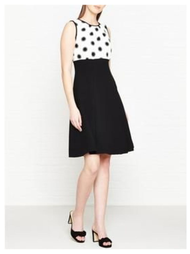 Hobbs Sun Spot Fit And Flare Dress - Ivory/Black