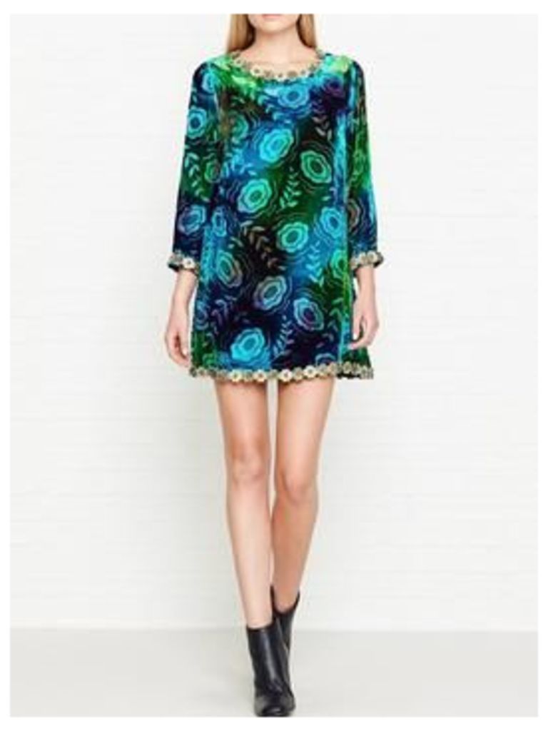 Anna Sui Tie Dye Poppy Velvet Dress - Blue
