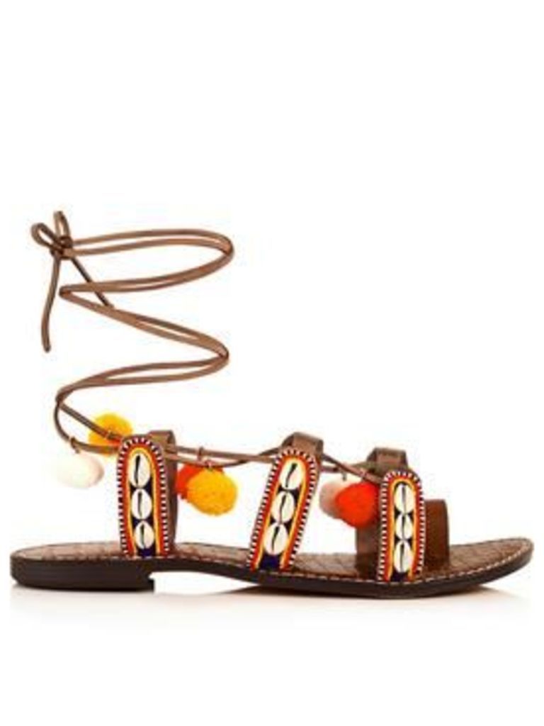 Sam Edelman Lily Shell Embellished Sandals - Tan
