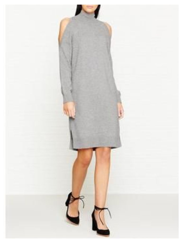 Whistles Split Shoulder Knitted Dress - Grey