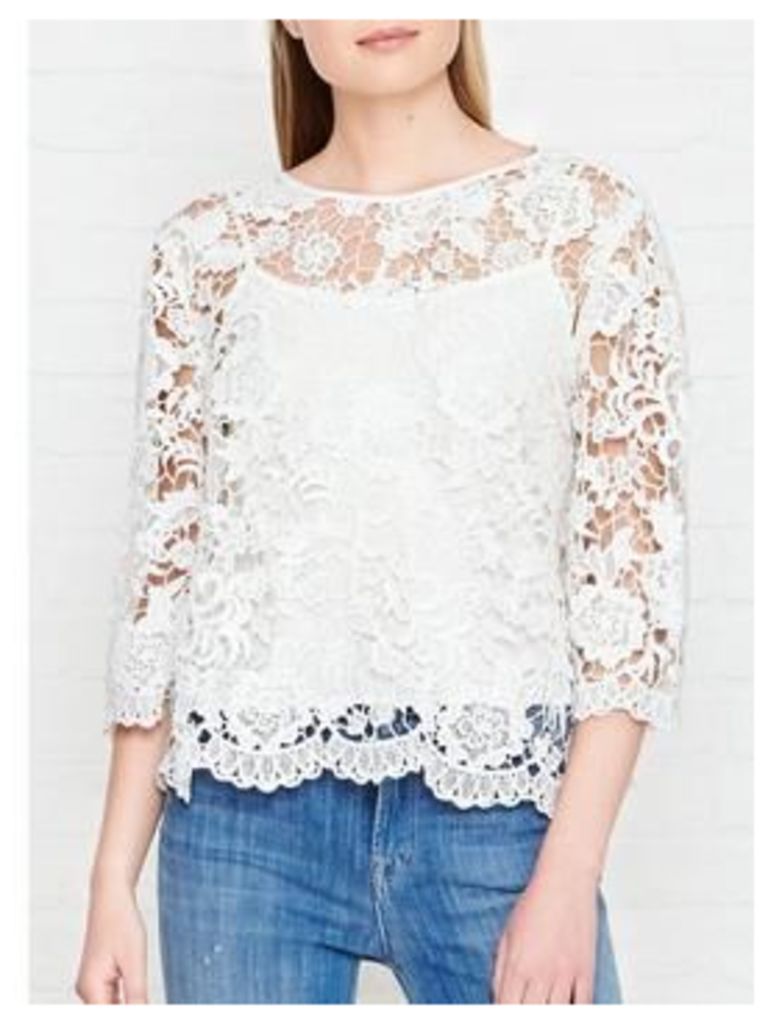 Needle & Thread Floral Lace Top - Chalk