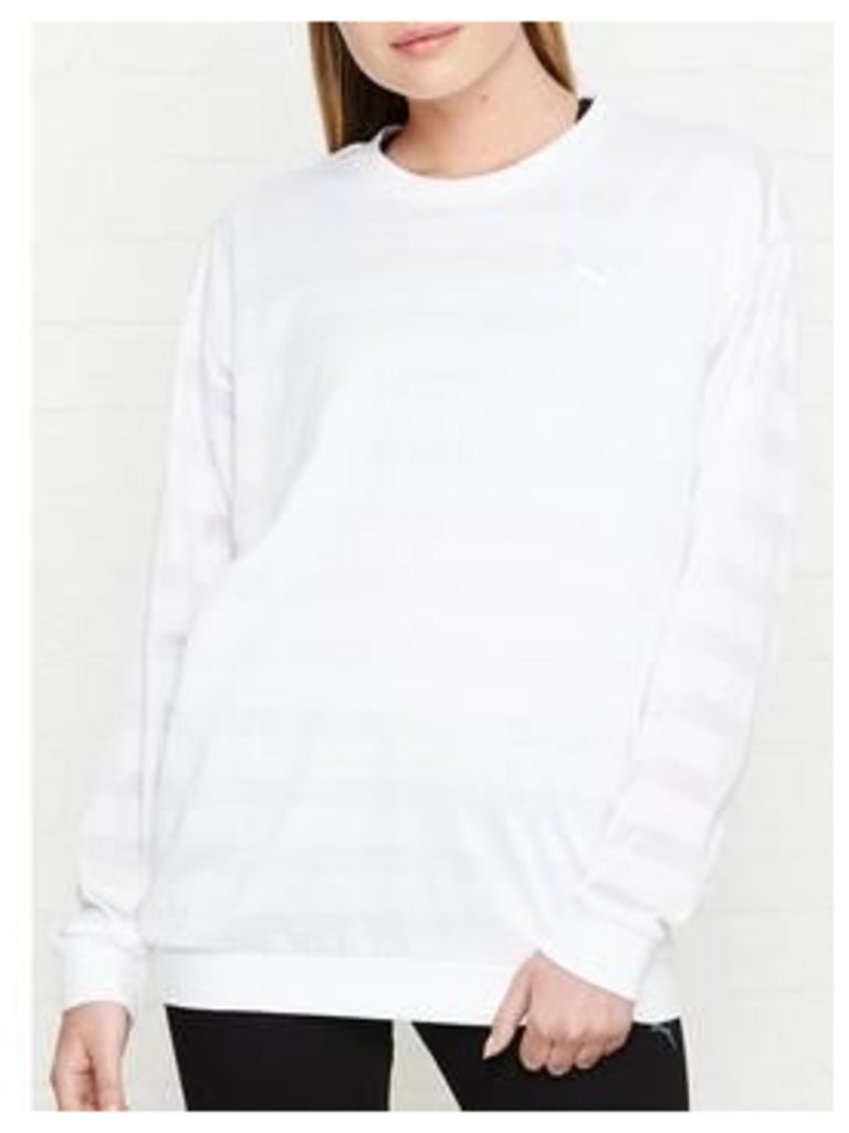 Puma Burn Out Long Sleeve Crew Top - White