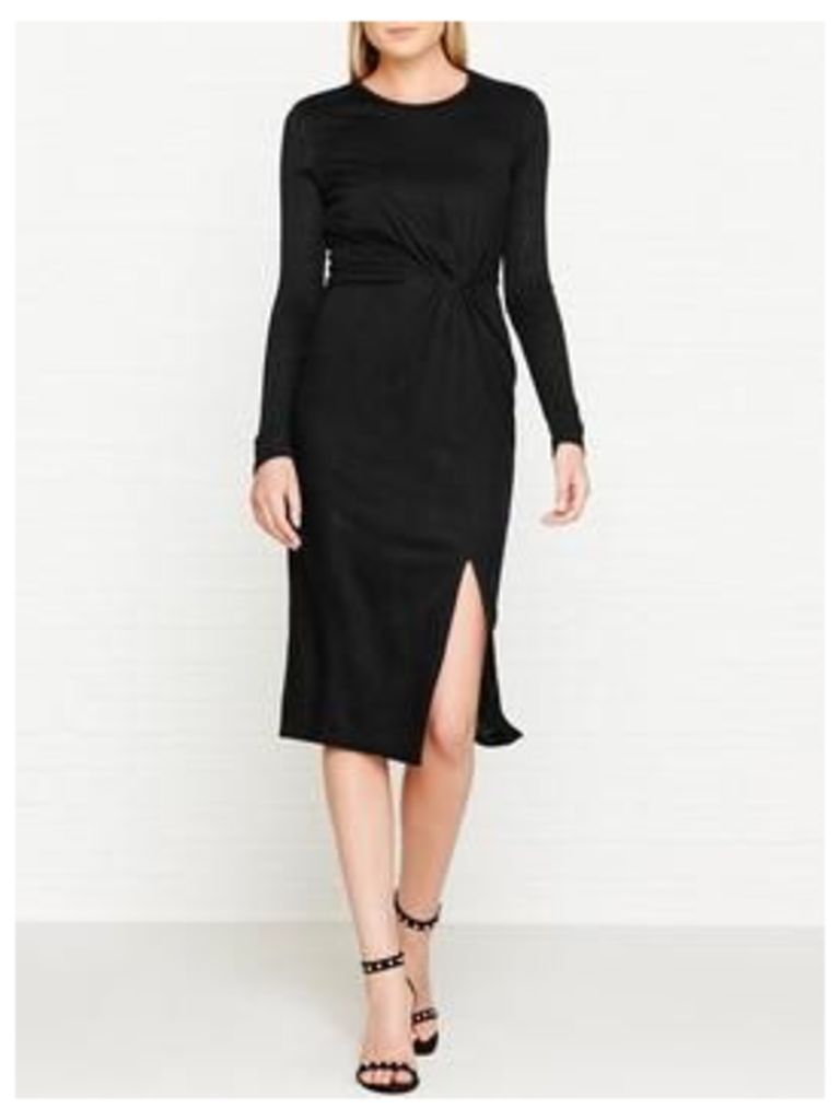 Kendall + Kylie Knotted Long Sleeve Dress - Black