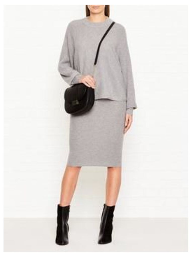 Whistles Cashmere Mix Knitted Pencil Skirt - Grey