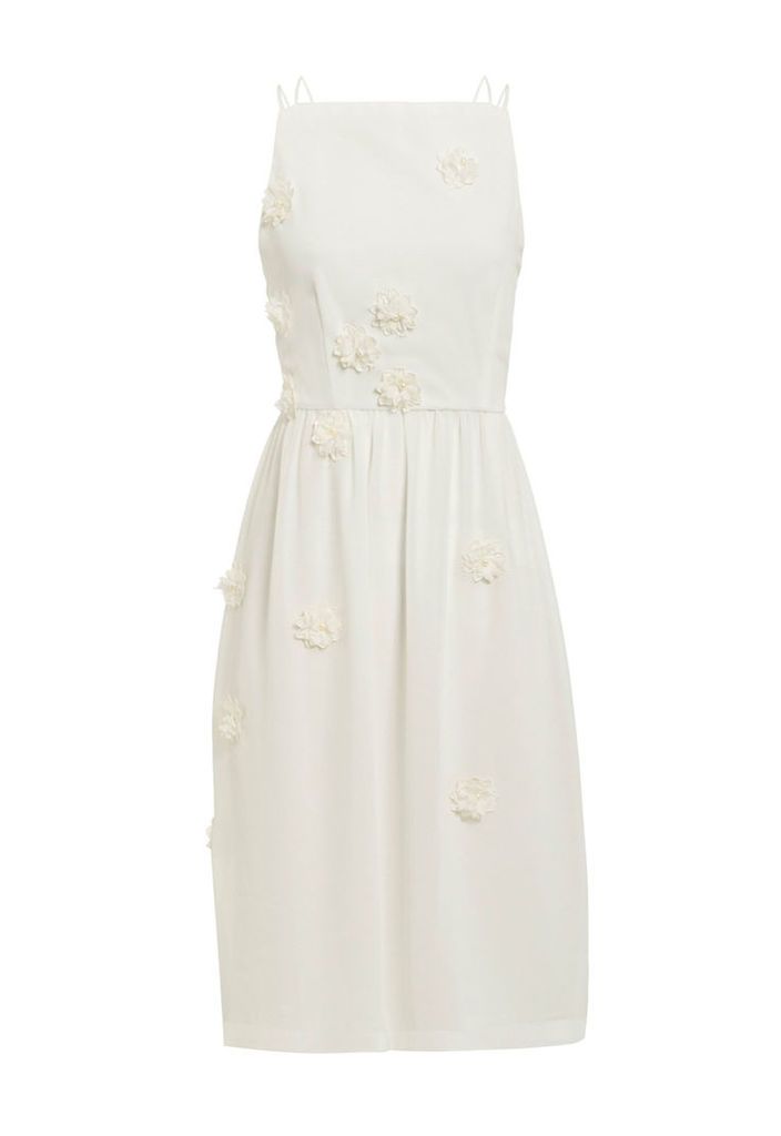 Elise Ryan Skater Dress With Scattered Floral Detail In Ivory