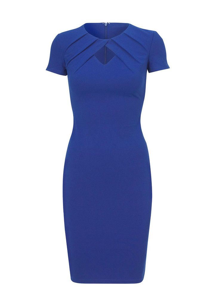 Sistaglam by Lipstick Boutique Cathy Pleated Keyhole Bodycon Dress in Blue