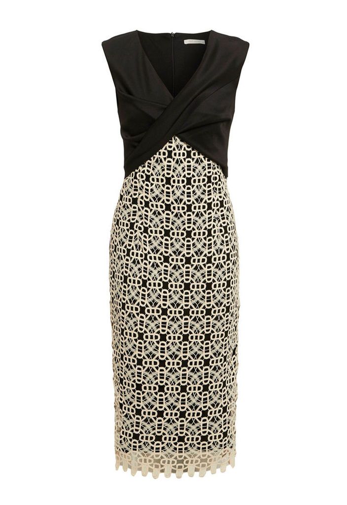 Explosion London Midi Dress With Crochet Lace Detail