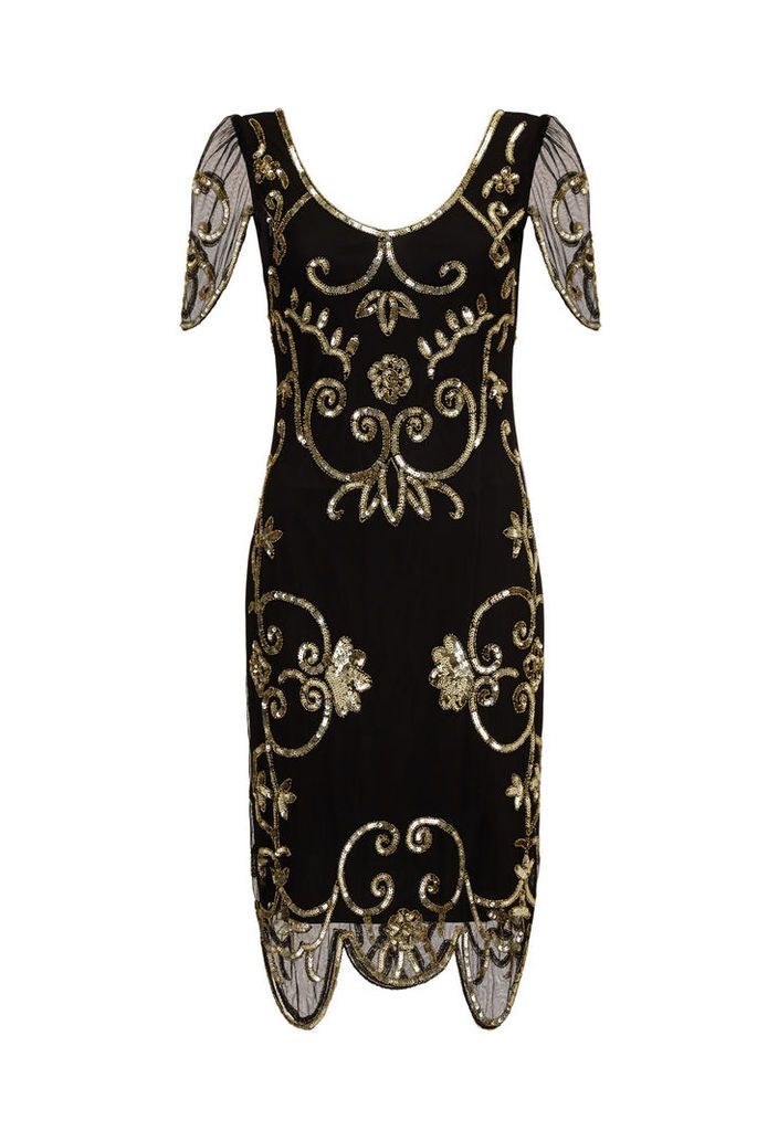 Gatsbylady Rosemary Black and Gold Flapper Dress