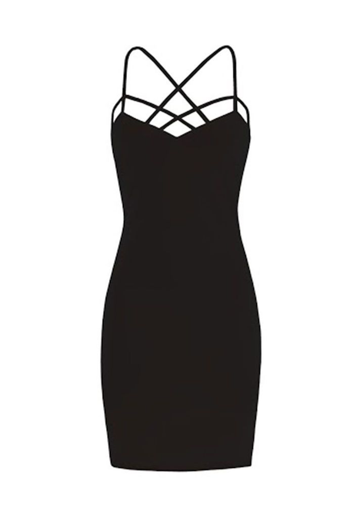 Goddiva Multi Straps Mini Dress in Black