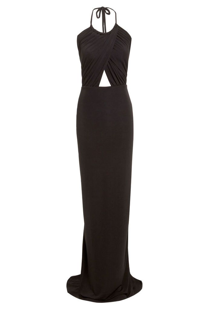 Honor Gold Erin Maxi Dress with Train in Black