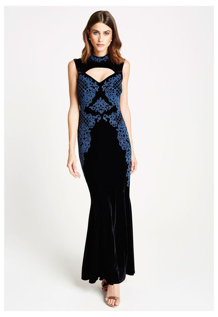 LBD Jennifer Caviar Beaded Velvet Maxi Dress