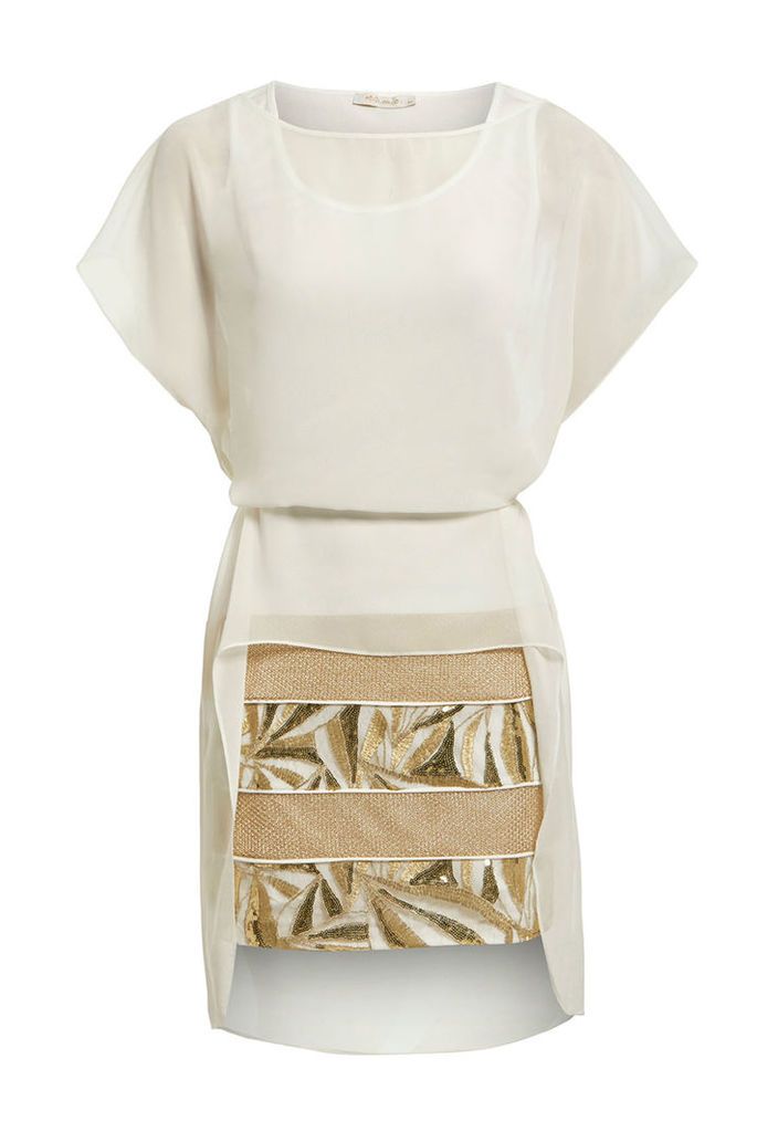 Explosion London Chiffon Dress with Gold Embellished Skirt
