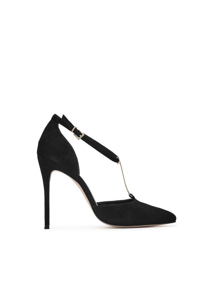 Reiss Keira Suede T-Bar Shoes in Black