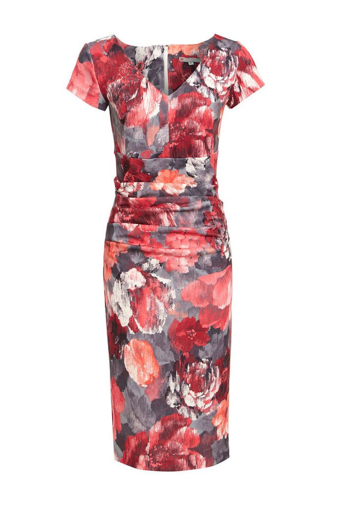 Vanessa Horne The Victoria Floral Dress in Red and Grey