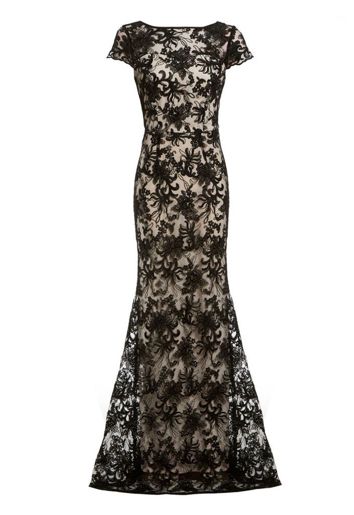 D.Anna Fishtail Lace Maxi Dress in Black