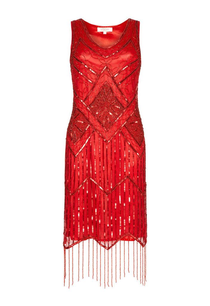 Gatsbylady Isobel Red Fringe Flapper Dress