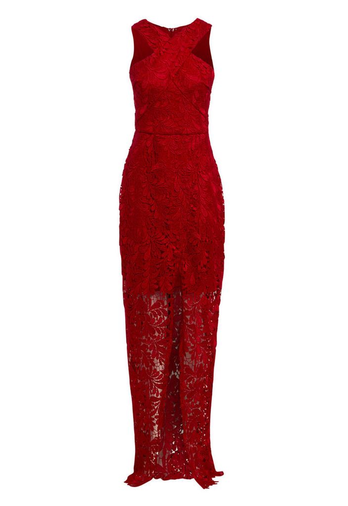 D.Anna Cross Front Lace Maxi Dress In Red